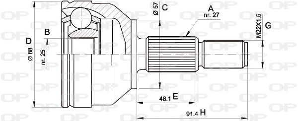 OPEN PARTS Nivelsarja, vetoakseli CVJ5202.10